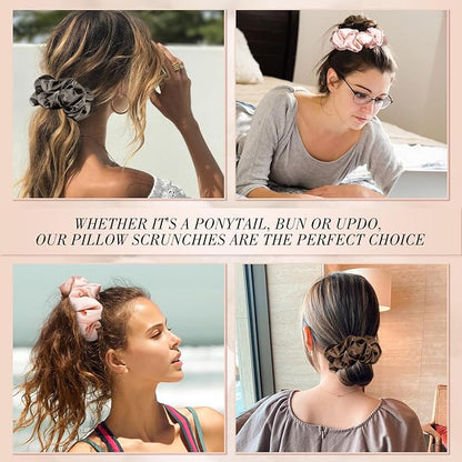 3Pcs Large Satin Hair Scrunchies, Sleepy Hair Tie for Women Girls Large Pillow Satin Scrunchies for Thick Curl Stocking Stuffers Gifts for Women Girls