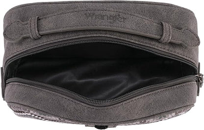Montana West Wrangler Makeup Bag for Women Small Cosmetic Toiletry Bags Western Make Up Pouch Durable Cute Travel Purse, Grey