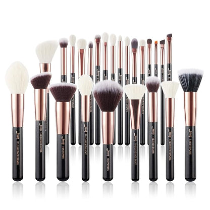 Jessup Brand 25pcs Professional Makeup Brush Set Beauty Cosmetic Foundation Powder Blusher Eyeshadow Blending Natural-Synthetic Hair Brushes Set (Black/Rose Gold)