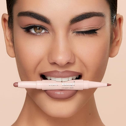 Pupa Milano Vamp! Creamy Duo, 007 Peach Nude, 1 Pc - 2 in 1 Lipstick and Lip Pencil - Long Lasting - Lightweight - No-Transfer - Smooth Texture - Highly Pigmented