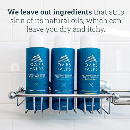 Oars + Alps Men's Moisturizing Body and Face Wash, Skin Care Infused with Vitamin E and Antioxidants, Sulfate Free, California Coast, 1 Pack