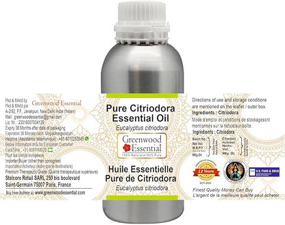 Greenwood Essential Pure Citriodora Essential Oil (Eucalyptus citriodora) Steam Distilled 300ml (10.1 oz)
