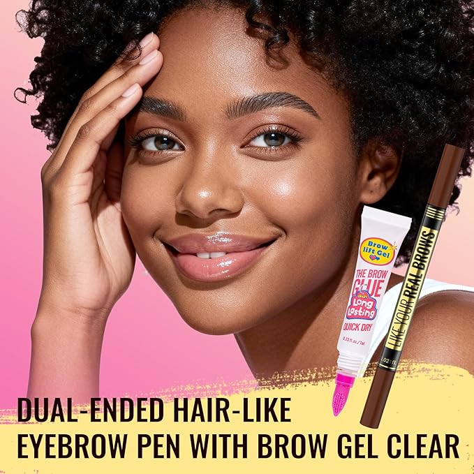 Vevivia Eyebrow Pen - Eyebrow Gel Clear, Dual-Ended Eye Brow Pencils for Women with 4-Fork-Tip and Precise Brush-Tip for Natural Hair-Like Strokes, Last All Day Eyebrow Pencil, Light Brown