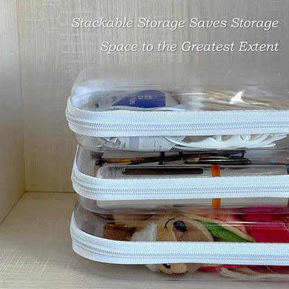Clear Hard Zipper Case for Storage, Durable Clear Zipper Pouches, Hard Plastic Zippered Pouch for Snacks Toy Travel Organizer