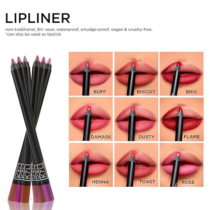 K7L Dark Red Lip Crayon (Vegan) - Waterproof and Smudge-Proof Cosmetics - Flame