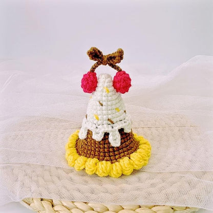 Crochet Knitting Hair Clip for Girls/Daughter, Gift for Her Birthday, Finished Handmade Wool Knitted Cherry Hat