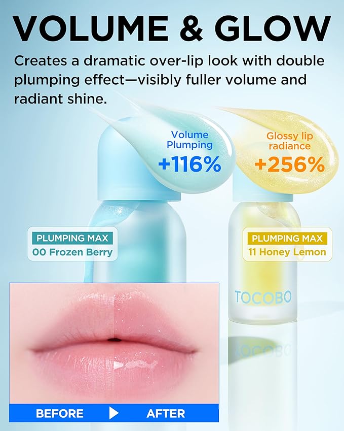 TOCOBO Juicy Berry Plumping Lip Oil 01 Chill Red – Korean Vegan Hydrating Lip Oil with Plant Oils for High Shine Gloss - Non Sticky Formula for All Skin Tones, 0.12 fl.oz.
