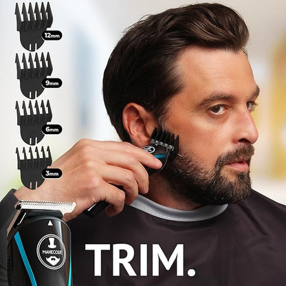 11-in-1 Men's Beard and Mustache Electric Trimmer Kit, Cordless Body and Nose Hair Razors, Set of Beard Clippers, USB Rechargeable Battery, Shaver for Men, Lifetime Self-Sharp Blades