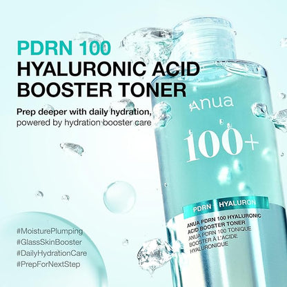 Anua PDRN 100 Hyaluronic Acid Booster Toner, Hydrating Face toner for Dry & Sensitive Skin, Salmon DNA with Moisture Plumping Effect, Glowy Non-Sticky Daily Toner, Korean Skincare (250ml / 8.45 fl oz)