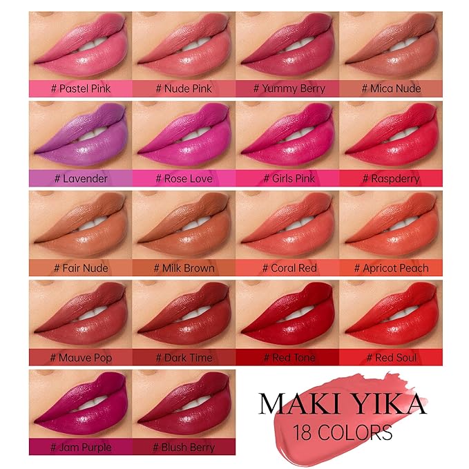 MAKI YIKA Moisture Red Lipstick for Women Hydrated Tinted Lip Balm for Dry Cracked Lips Weightless Glossy Lip Color Juicy Finish,MA063 Red Soul