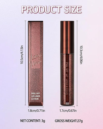 Peel Off Lip Liner Stain, Long Lasting Waterproof Transfer-Proof Lip Tint Stain Peel Off, Non-stick High Pigmented Lip Gloss Lipliner Tattoo, Liquid Tinted Lipstick, Lip Makeup Gift for Women Girl-03