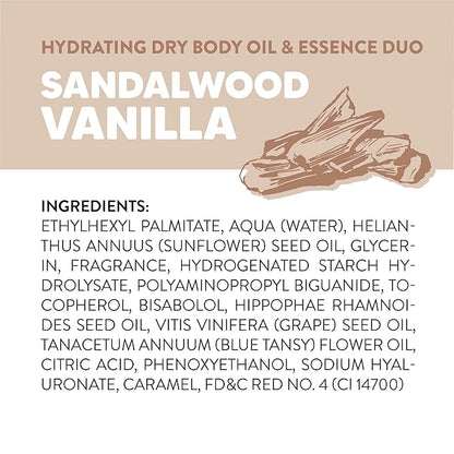 Onyx Professional Hydrating Dry Body Oil & Essence Duo, Sandalwood Vanilla, 3.7 fl oz, 2pk