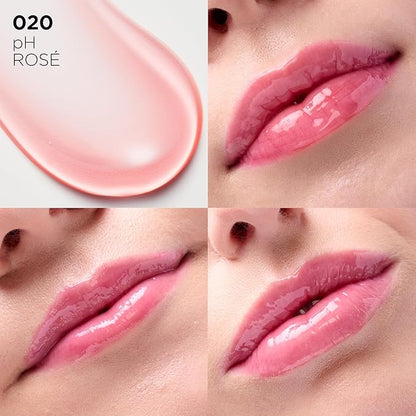 L'Oreal Paris Plump Ambition pH Hyaluron Lip Oil, Color Shifting Lip Tint with 24HR Hydration, Volumizing Shine and Lasting Color, 020 pH Rosé