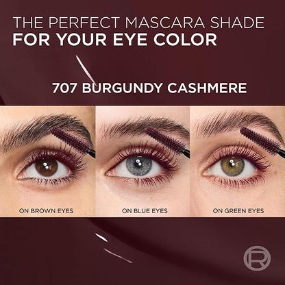 L'Oreal Paris Voluminous Panorama Chromatic Mascara, Volumizing and Lengthening Burgundy Mascara, Longwear, Smudge-Resistant and Washable, 707 Burgundy Cashmere