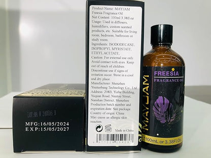 MAYJAM 100ML/3.38FL.OZ Freesia Fragrance Oils with Glass Dropper, Essential Oils for Diffusers for Home, Long Lasting Scented Oils for Diffusers Soap Candle Making