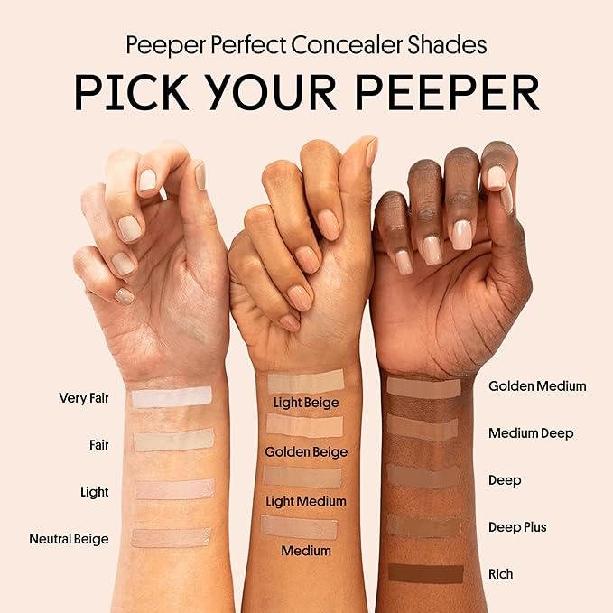 Winky Lux Peeper Perfect Under Eye Concealer, Makeup & Eye Brightener, Full Coverage Concealer for Dark Circles, Color Corrector & Eye Primer, With Collagen, Hyaluronic Acid & Vitamin E (Light)