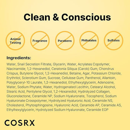COSRX Advanced Snail Mucin Glass Glow Hydrogel Face Masks Skincare 3 EA, Collagen Face Mask, Travel Essentials, Overnight Face Mask, Korean Skin Care, Stocking Stuffers for Women