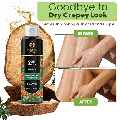 Ayurveda Body Oil with Oudh & Mogra – Organic, Nourishing & Hydrating for Dry, Flaky Skin – Fast Absorbing, Non-Greasy, Ayurvedic for Men & Women – 3.38 fl oz (Pack of 2)