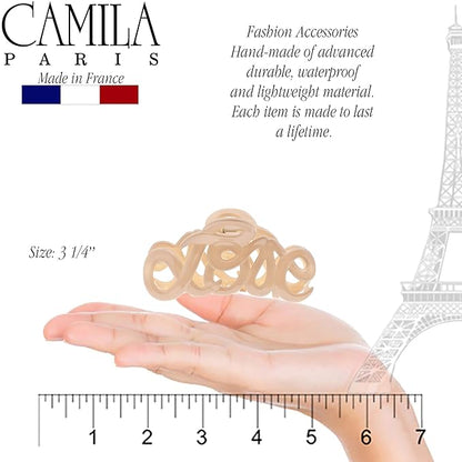 Camila Paris CP3046 French Hair Clip for Women, 3.25 inch Girls Hair Claw Clips Jaw Ivory Cellulose, Fashion Durable and Styling Hair Accessories for Women, Strong Hold No Slip Grip, Made in France