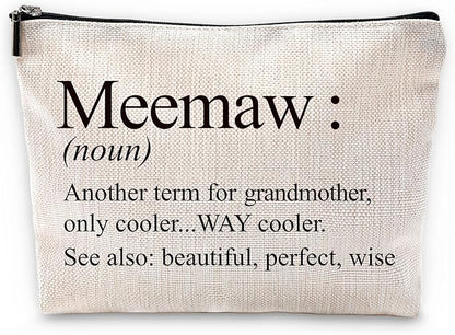 Sufamb Meemaw Gifts Makeup Bag, Meemaw Gifts for Mother's Day Birthday from Grandkids Cosmetic Bags, Best Grandma Gift Portable Small Toiletry Bag Zipper Makeup Pouch