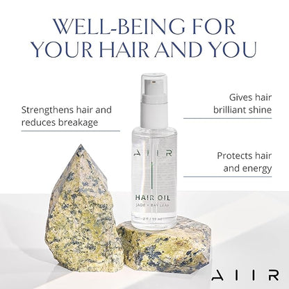 AIIR Jade Hair Oil - Treatment for Dry, Damaged or Curly, Frizzy Hair - Brilliant Shine and Moisture Lock, Hair Products for Women - 2 fl oz