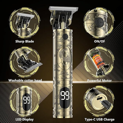 Hair Clippers for Men Cordless Professional Beard Trimmers with LCD Display Electric Grooming Rechargeable Shaver Zero Gapped T/Blade Cutting Kit Gift for Women Men Children