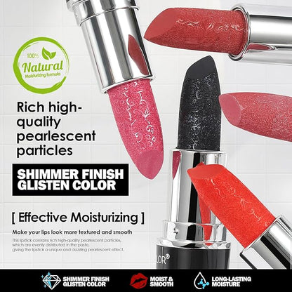 Anglicolor Glitter Metallic Pink Lipstick,High Impact Lipcolor,Lightweight Hydrating Formula Smooth and Non-Sticky,Peach Lipstick For Women,Full-Coverage Lip Makeup (02 PINK GEMSTONE, 4g)