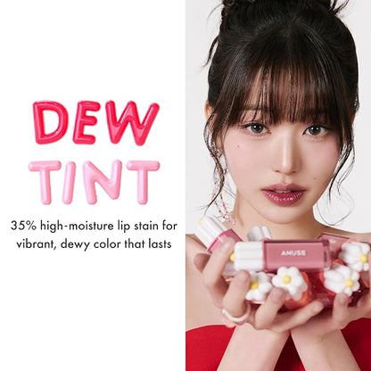 Amuse SEOUL Daisy Flower Dew Tint 03 HEALTHY BOKSOONGA | 35% High-moisture Water Tint, Long-lasting, Moisturizing, No Peel Off, Lip Treatment, Non Sticky, Korean Lip Tint for Dry Lips