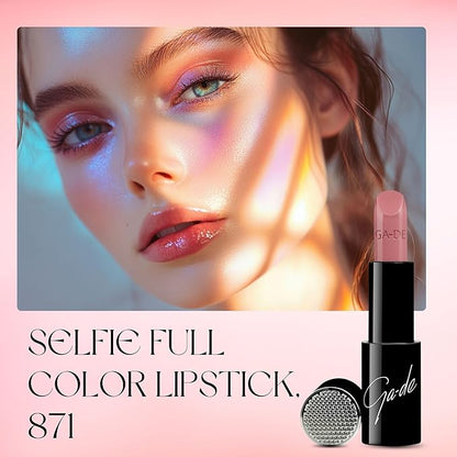 GA-DE Selfie Full Color Lipstick, 871 - Long Lasting High Pigment Lipstick with Argan Oil - Creamy Radiant Shine and Hydrating Benefits - 0.14 oz