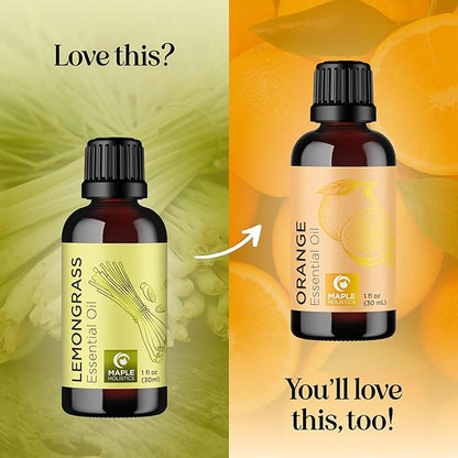 Pure Refreshing Lemongrass Essential Oil - Aromatherapy Lemongrass Oil for Hair Nails and Skin Plus Potent Natural Aromatic Essential Oil for Diffusers for Home and Travel from Maple Holistics