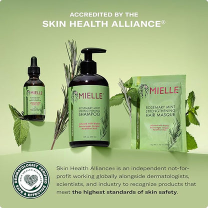 Mielle Organics Rosemary Mint Strengthening Shampoo and Leave-In Conditioner Infused with Biotin, Cleanses and Helps Strengthen Weak and Brittle Hair, 12 Ounces