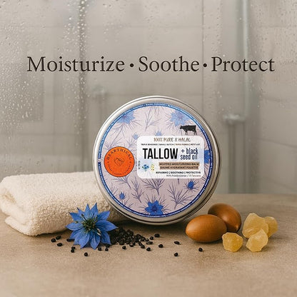 Halal Grass Fed Beef Tallow For Skin – 70g Organic Beef Tallow Moisturizer – Beef Tallow Face Moisturizer & Beef Tallow Face Cream – Pure Beef Tallow Balm with Black Seed and Jojoba