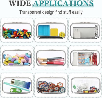 Sanwuta 6 Pcs Clear Hard Zipper Case Hard Plastic Zipper Pouches Makeup Bag Pencil Pouches Transparent Cases for Snacks Plastic Storage Organizer Box for Travel(Gray,7.48 x 3.94 x 2 Inch)