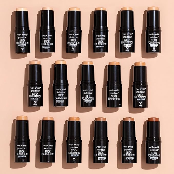 wet n wild Photo Focus Matte Foundation Stick Makeup, Shell Ivory | Vegan & Cruelty-Free