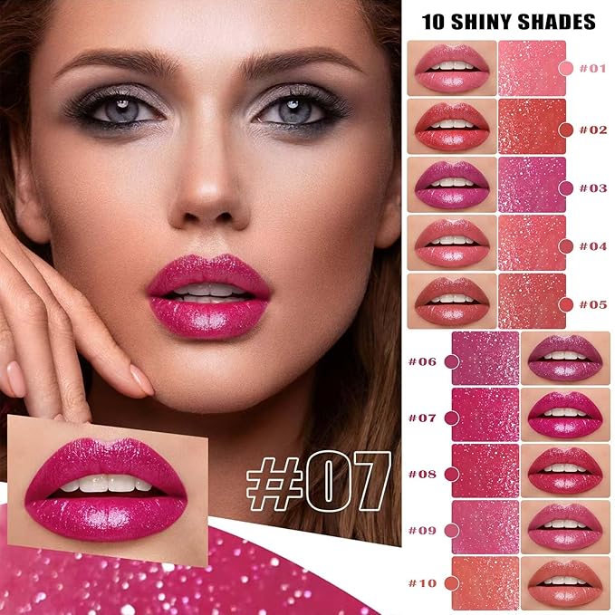 Purple Red Lipstick For Women Matte Nude Glitter Highly Pigmented Moisturizing Lip stick Hypoallergenic Waterproof Long Lasting Lipsticks Quick Makeup Lightweight Portable # 07