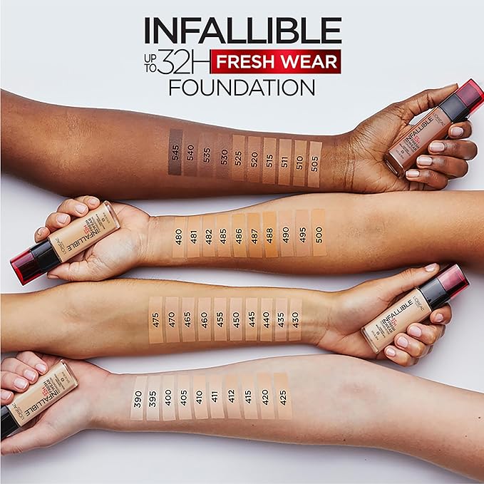 L'Oreal Paris Makeup Infallible Up to 32 Hour Fresh Wear Lightweight Foundation, 540 Mahogany, 1 Fl Oz, Packaging May Vary