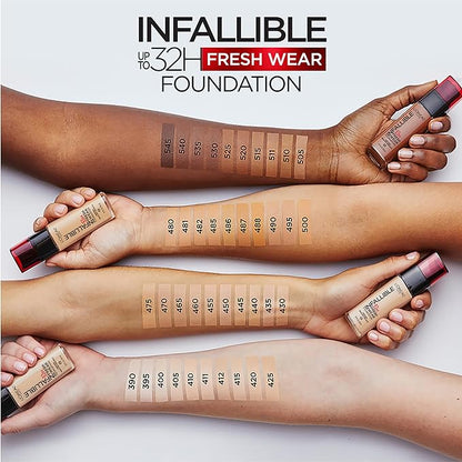 L'Oreal Paris Makeup Infallible Up to 32 Hour Fresh Wear Lightweight Foundation, 500 Honey Bisque, 1 Fl Oz, Packaging May Vary