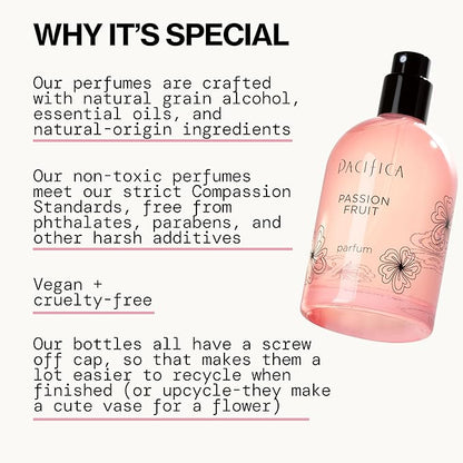 Pacifica Passion Fruit Perfume – Tropical Fruity Floral Clean Perfume for Women with Passionfruit, Pineapple & Vanilla, Vegan, Non-Toxic, Beachy Summer Scent (2 fl oz)