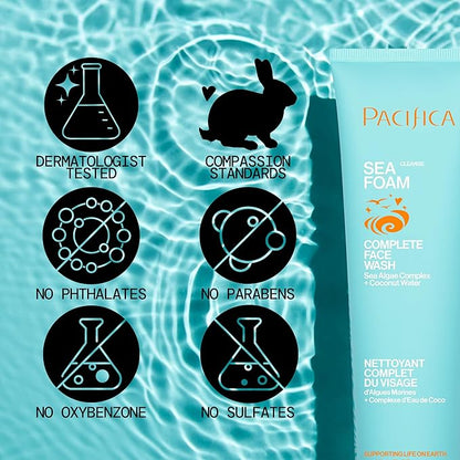 Pacifica Face Wash Set - Preppy Skincare Gift Set Value Kit for Holidays | Brightens, Tones and Deep Cleans |Glow Baby, Kale Detox and Sea Foam | 3 Pack