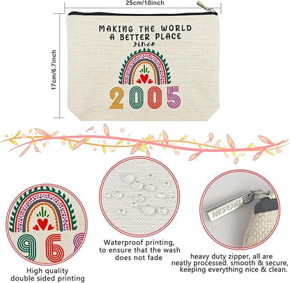 20th Birthday Gifts for Girls Makeup Bags, 2005 Happy 20th Birthday Decorations for Teen Girls, 20 Year Old Girl Birthday Gifts for Daughter, Sister, Granddaughter, Cosmetic Travel Pouch, Christmas