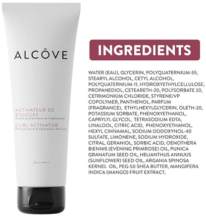 Alcôve - Curl Activator for Curly Hair - Argan Oil, Pomegranate Seed & Mango Extract - Defining Cream for Wavy Hair - Anti Frizz - Moisturizing - Effective in High Humidity - 250ml