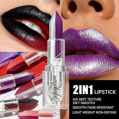 2 in 1 Rose Red Lipstick Nude Lipstick Matte Dual Sided Waterproof Lipsticks for Women One Stroke Two-Tone Long Lasting Lip Stick for Christmas Halloween,DU-K5