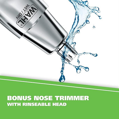 Wahl Groomsman Rechargeable Beard Trimmer kit for Mustaches, Nose Hair, and Light Detailing and Grooming with Bonus Wet/Dry Battery Nose Trimmer – Model 5622v