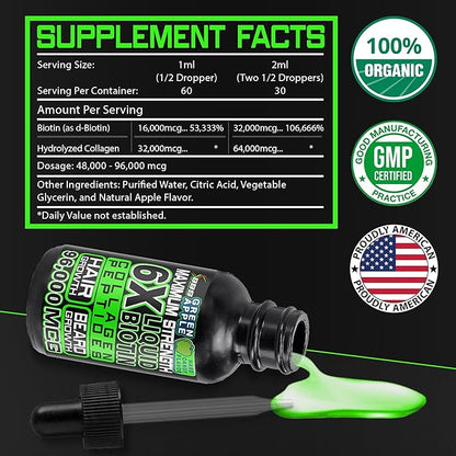 Biotin Gummies 620,000mcg + Liquid Biotin Drops with Collagen Peptides – Men's Beard Growth Kit for Thicker Fuller Beard – Beard & Hair Growth Vitamins with MSM, Keratin, Bamboo & Zinc