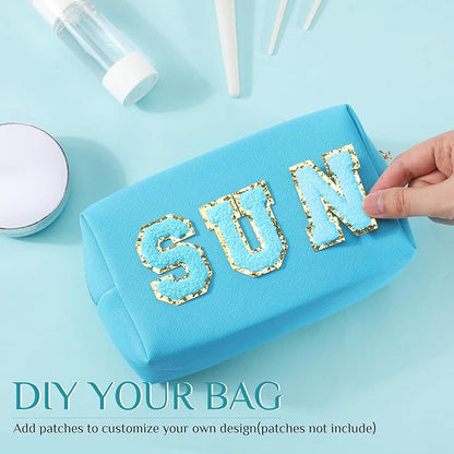 Sanwuta 9 Pcs Makeup Bags Bulk PU Double Zippers Cosmetic Bag Makeup Toiletry Christmas Small Pouch Portable Travel Organizers Case for Women Bridesmaid Party End of The Year(Blue and Green Color)