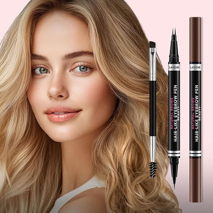 Eyebrow Pencil, 2-in-1 Waterproof Eyebrow Pen, with 2 Tip Microblading Eyebrow Pencil and Ultra-Precise Brow Pencil, with Eyebrow Brush, Eyebrow Pencils for Women,Natural Hair-Like Brows-Medium Brown