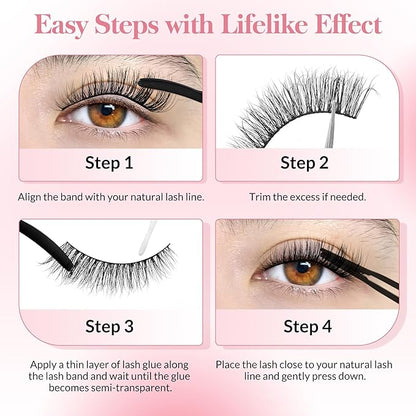 Bepholan False Eyelashes 3D Faux Mink Lashes Natural Look Super Fluffy Eyelashes Volume Strip Eyelashes, Cat Eye Lashes Lightweight Fake Eyelashes Easy to Apply 3 Pairs（M101）