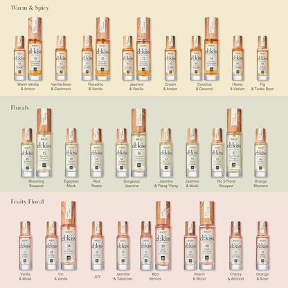EL:KISS Roll On Perfume, Jasmine & Vanilla Inspired by SDJ 68, Eau de Parfum 12mL (.40 Fl Oz), Hydrating & Long-Lasting, Alcohol-Free & Mineral Oil-Free, With Jojoba, Argan & Coconut Oil