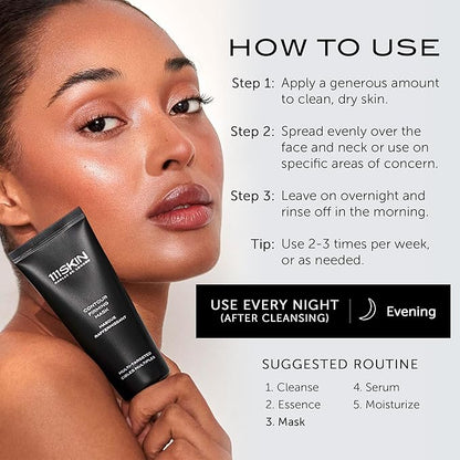 111SKIN Black Diamond Contour Firming Mask, Hydrating Overnight Face Mask with Hyaluronic Acid & Diamond Peptides That Helps Reduce Fine Lines and Wrinkles at Night for All Skin Types, 2.54 fl oz