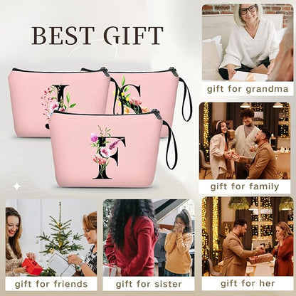Birthday Thank You Appreciation Monogrammed Gifts for Mom Aunt Teacher Sister Friend Coworkers Bride Bridesmaid Makeup Cosmetic Bag with Mirror Mothers Day Christmas Graduation F